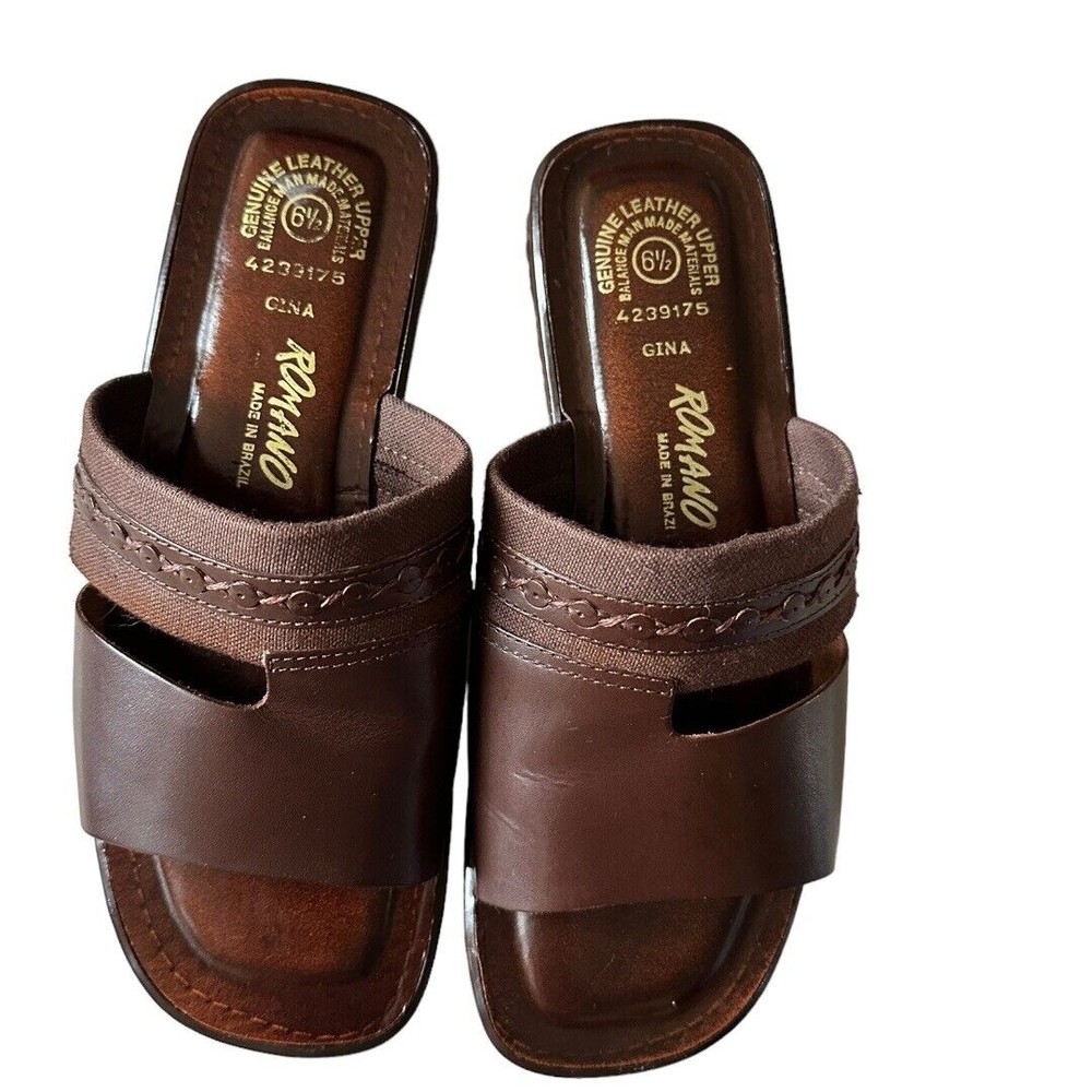 Classic Brown Leather Sandals Slip-On Style